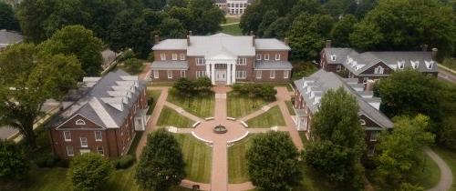 An aerial view of Old Centre from Benefactors' Plaza